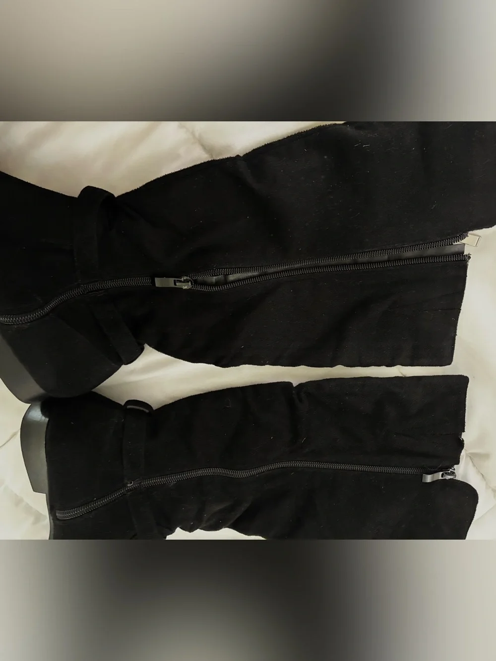 Women’s Black Knee-High Zip Buckle Boots